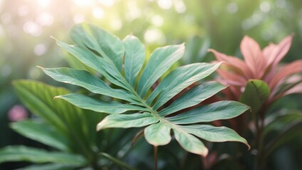 Pastel Tropical Leaves A D Rendered Watercolor Inspired by the Gentle Light of a Spring Morning.