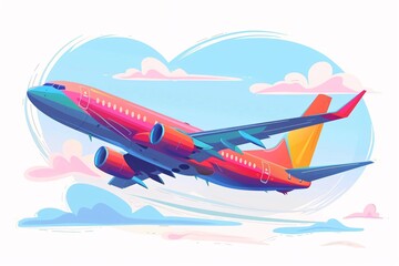 Fototapeta premium a colorful airplane flying in the sky