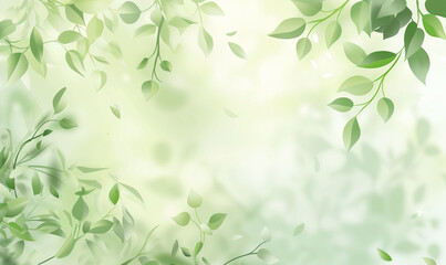 A soft, pastel green background with delicate leaves floating in the air, creating an atmosphere of tranquility and nature-inspired elegance for product packaging