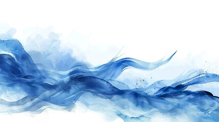 Blaue Wellen aus Wasserfarbe, Aquarell Gemälde