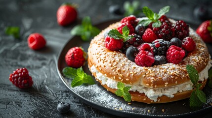 cake with berries