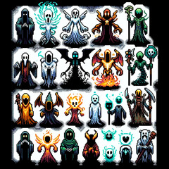 Naklejka premium Pixel Art RPG Phantoms Icons