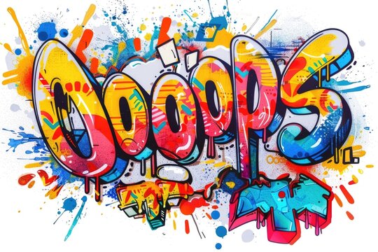 Colorful Graffiti Art With Paint Splatter and Bold Typography on White Background
