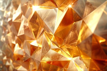 An exquisite 3D art piece showcasing a dynamic composition of golden geometric forms, meticulously rendered with high-quality textures and lighting effects for a captivating visual experience