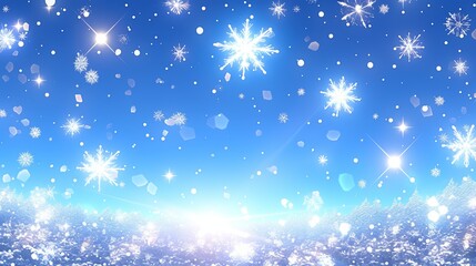 Snowflakes Falling on Blue Sky