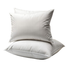 Two white pillows stacked, displayed on a transparent background