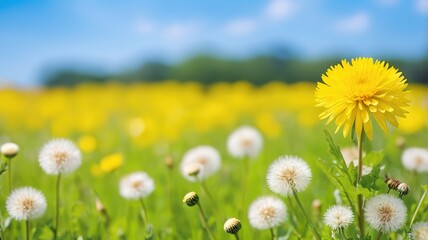 Obraz premium The bright natural flower meadow in spring is beautiful too.