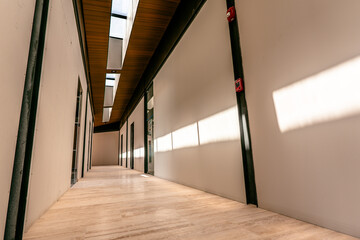 modern comfortable interior design, architecture, render, Modern white and blue open space office...