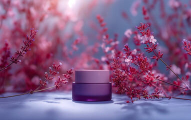 purple theme cosmetics skincare product shooting