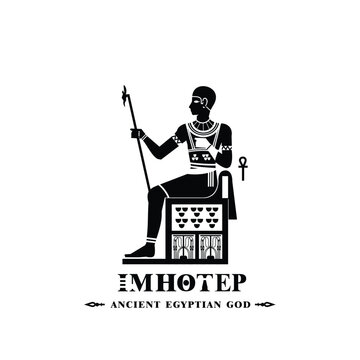 Ancient egyptian god imhotep silhouette, middle east god Logo