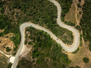Fototapeta premium Aerial view of a winding road