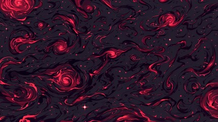 Dark Abstract Swirls with Red Highlights