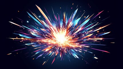 Fototapeta premium Explosive Burst of Colorful Light in Dark Background