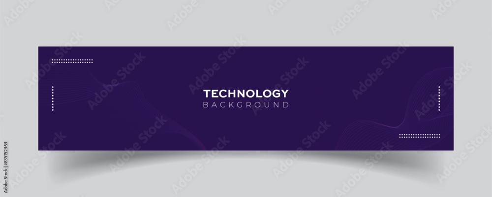 Poster linkedin banner with blue color technology abstract background
