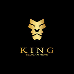 Amazing Elegant Design Golden Lion King Vector Logo Template. Lion head vector illustration.