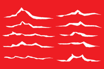 Ripped edge torn paper strips vector background set. Editable white color torn paper set