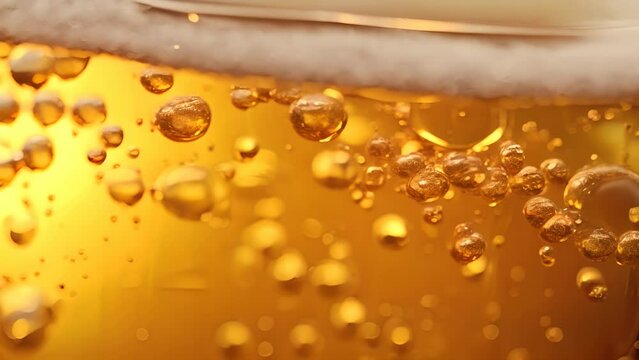Refreshing Beer Froth in Glass Background