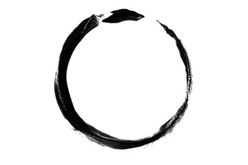 a smear or imprint of black paint in the form of a circle on a blank background