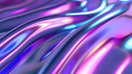 Abstract holographic iridescent neon liquid metal texture background. Colorful abstract gleaming fluid material..