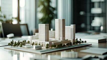 Architects Discussing Scale Model Project in Office - Powered by Adobe