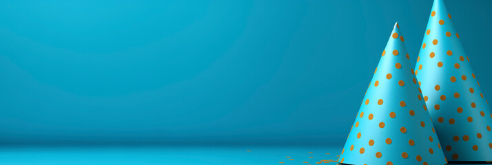 Blue Party Hats With Gold Confetti