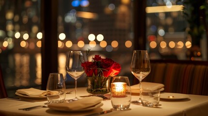 90. High-end restaurant with a romantic candlelit dinner, gourmet tasting menu, and upscale atmosphere
