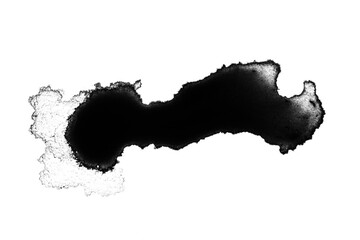 Fototapeta premium black paint or ink stain spilled in the form of a spot or splash on a blank background