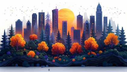 Financial Wellness Ecosystem, vibrant ecosystem with interconnected elements like savings, investments, and debt management.