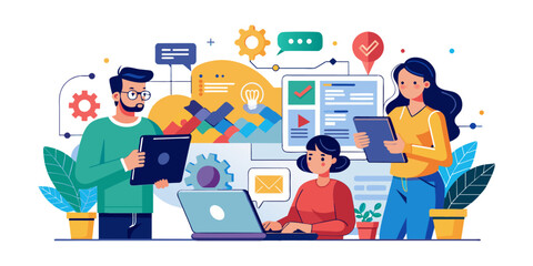 people in the office, social network concept, people in the city