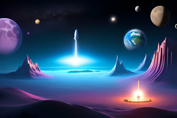 Big set of isolated space objects. Planets, UFOs, astronauts and rockets. Vector children's illustration.
