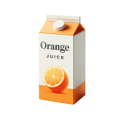 Orange juice carton box isolated on white transparent