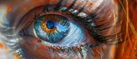 a Woman's Eye with Unique Color and Contact Lens