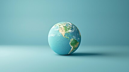 A stunning image of the Earth against a serene blue background, showcasing continents and oceans with intricate detail and clarity. 3D Illustration.
