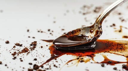 Spilled coffee from a spoon