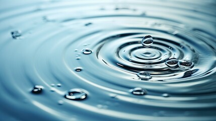 Water droplets creating ripples on a calm water surface