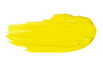 a smear of yellow paint on a blank background