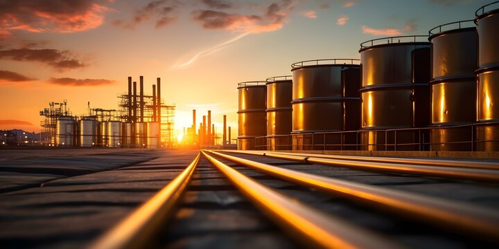 Equipment for Processing and Transporting Petrochemicals in the Oil Industry. Concept Pipelines, Tanker Trucks, Storage Tanks, Pumps, Valves