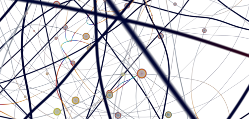 Big data visualization. Network connection structure with chaotic distribution of points and lines. 3D rendering.