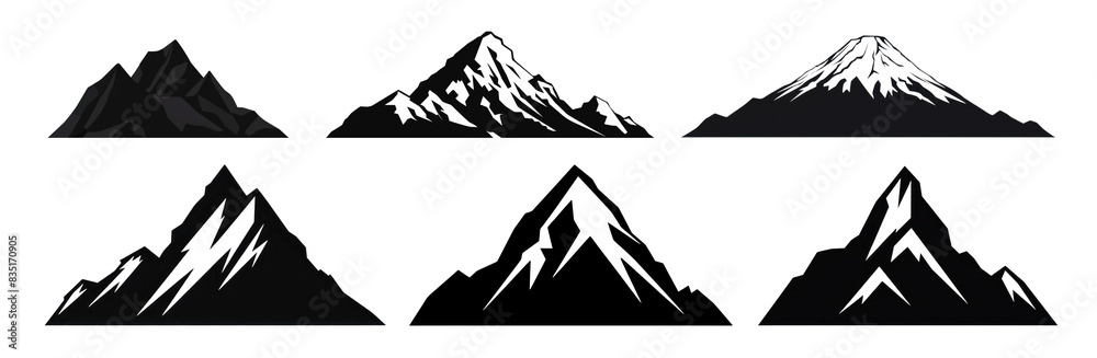 Wall mural Silhouette mountain set