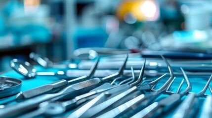 Precision in Surgery: Close-Up of Colorful Trabeculectomy Instruments for Glaucoma Treatment