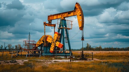 Heavy machinery drilling for oil in a remote location