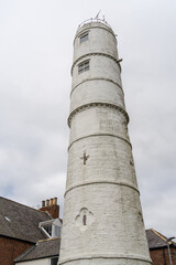 Blyth High Lighthouse, 100 yards inland, in Blyth, Northumberland, UK. Established 1788 and discontinued in 1985. A landmark of the town.