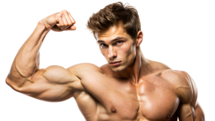 A muscular man with his well-defined biceps, showing off his dedication to fitness