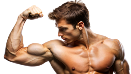 A muscular man with his well-defined biceps, showing off his dedication to fitness