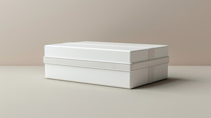 A white box with a white ribbon on it