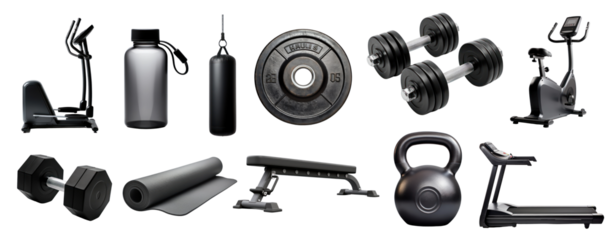 dark black fitness equipment set