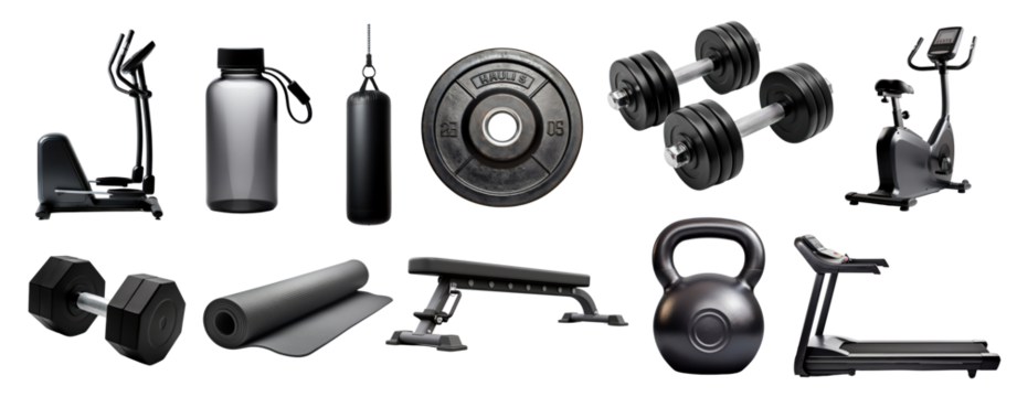 dark black fitness equipment set