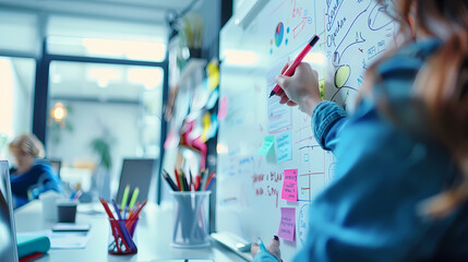 A large screen with a colorful graph on it