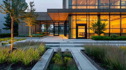Fototapeta premium Exterior of a modern industrial building with sleek design and durable materials