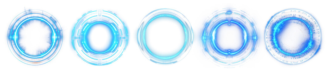blue round technology effects set